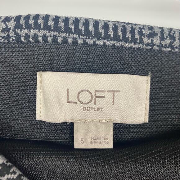 New Loft Gray Black Check Pencil Skirt Elastic Waist Womens Size Small - Picture 6 of 12